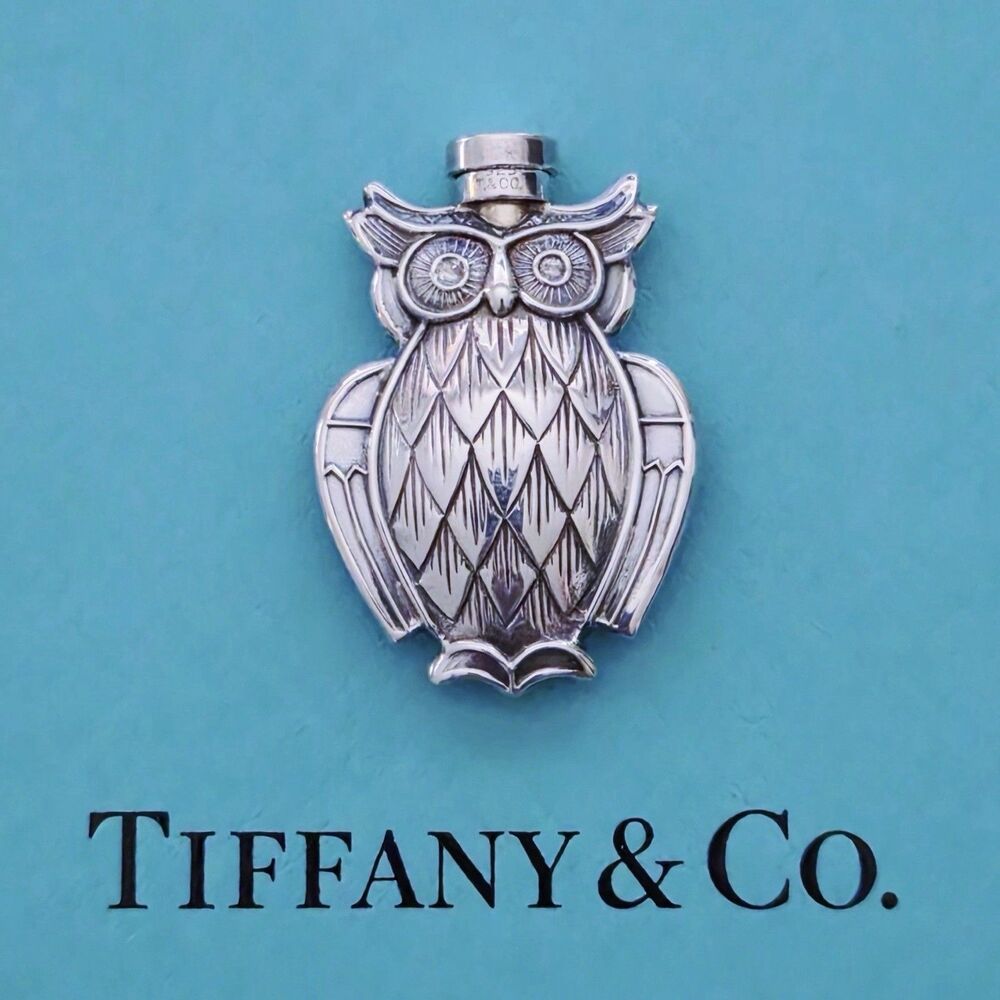 RARE Vintage Tiffany & Co. Sterling Silver Owl Perfume Bottle Decanter